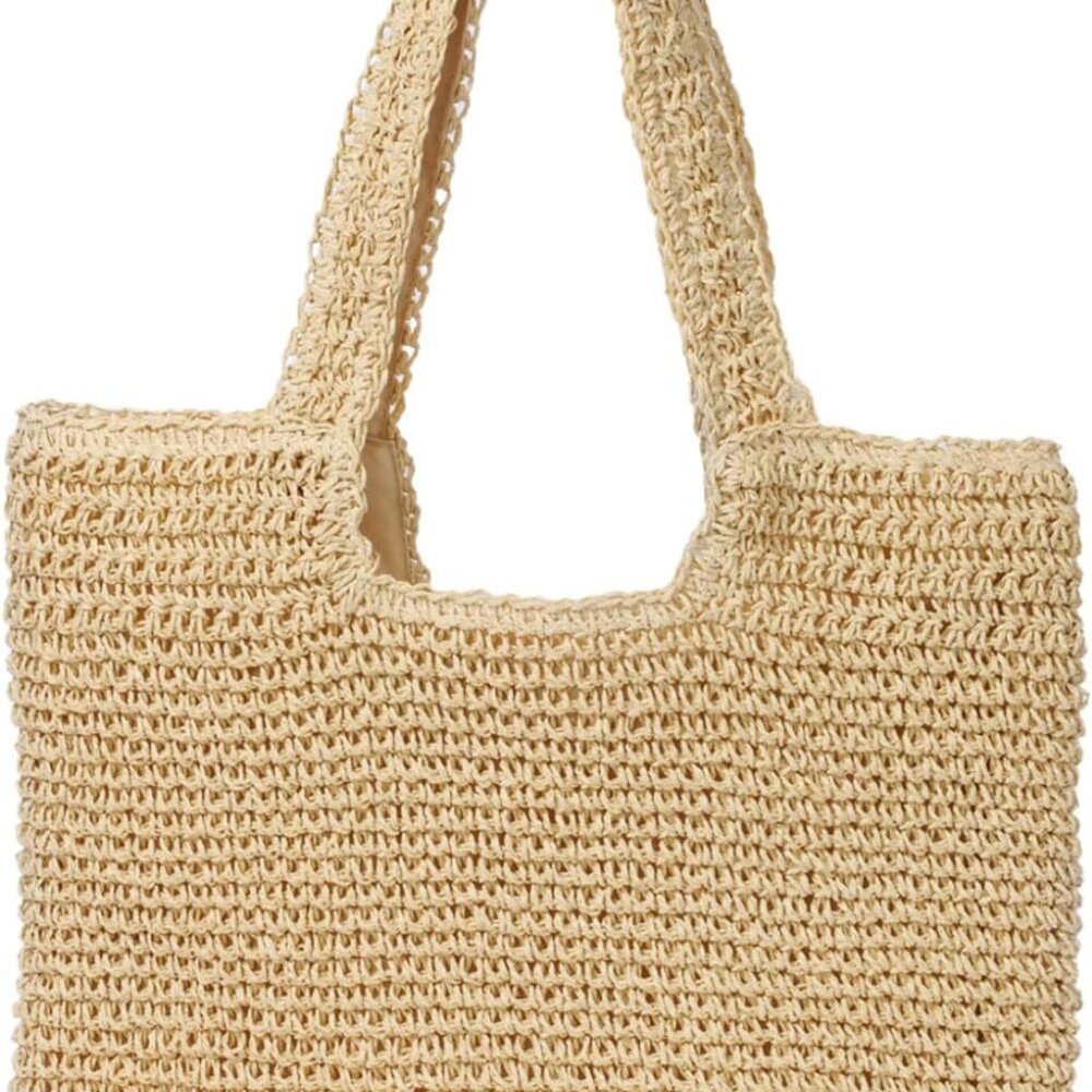 Beach Bags for Women - Summer Soft Large Woven Shoulder Purse Handbag, Beach Tot